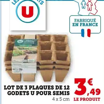 Super U U Lot de 3 plaques de 12 godets pour semis offre