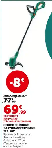 Hyper U Bosch Coupe Bordure EasyGrassCut sans fil 18V offre