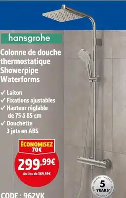 Screwfix HANSGROCHE Colonne de douche thermostatique Showerpipe Waterforms offre