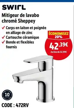 Screwfix Swirl Mitigeur de lavabo chromé Sheppey offre