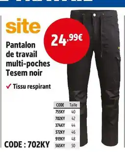 Screwfix site Pantalon de travail multi-poches Tesem noir offre