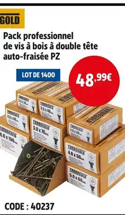 Screwfix GOLD Pack professionnel de vis à bois à double tête auto-fraisée PZ offre