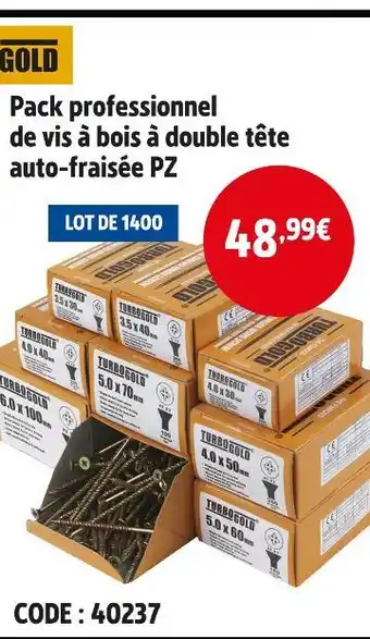 Screwfix GOLD Pack professionnel de vis à bois à double tête auto-fraisée PZ offre