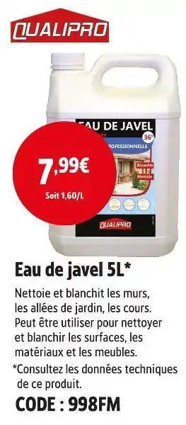 Screwfix QUALIPRO Eau de javel 5L offre