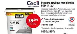 Screwfix CECIL PROFESSIONNEL Peinture acrylique mat blanche pe m15 12l offre