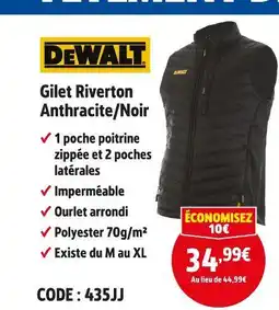 Screwfix DEWALT Gilet Riverton Anthracite/Noir offre