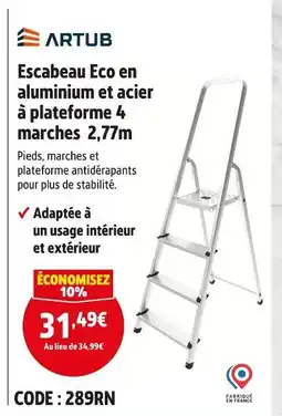 Screwfix Artub Escabeau Eco en aluminium et acier à plateforme 4 marches 2,77m offre