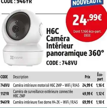 Screwfix EZVIZ H4 Caméra Intérieur panoramique 360° offre