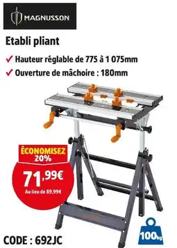 Screwfix MAGNUSSON Etabli pliant offre