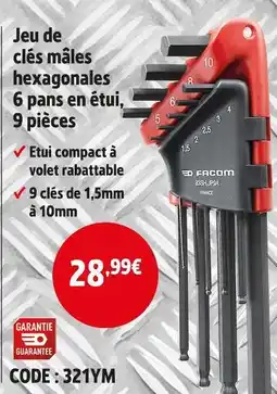 Screwfix FACOM Jeu de clés mâles hexagonales 6 pans en étui offre