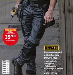 Screwfix DEWALT Pantalon de travail à étuis Barstow offre