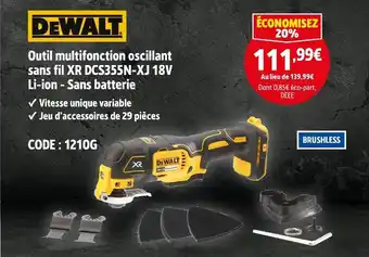 Screwfix DEWALT Outil multifonction oscillant sans fil XR DCS355N-XJ 18V Li-ion offre