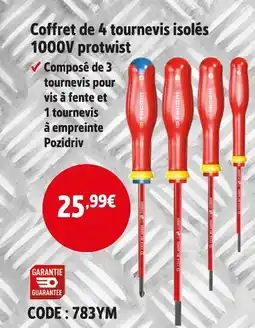 Screwfix Coffret de 4 tournevis isolés 1000V protwist offre