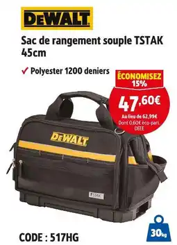 Screwfix DeWalt Sac de rangement souple TSTAK 45 cm offre