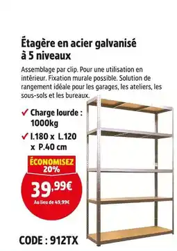 Screwfix Étagère en acier galvanisé à 5 niveaux offre