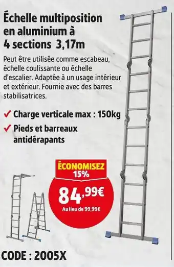 Screwfix Échelle multiposition en aluminium à 4 sections 3,17m offre