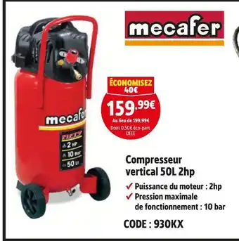 Screwfix MECAFER Compresseur vertical 50L 2hp offre