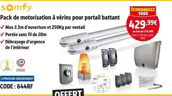 Screwfix SOMFY Pack de motorisation à vérins pour portail battant offre