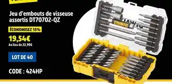 Screwfix DEWALT Jeu d'embouts de visseuse assortis DT70702-QZ, LOT DE 40 offre