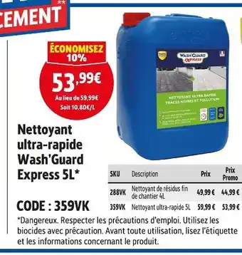 Screwfix WASH'GUARD Nettoyant ultra-rapide express 5l offre