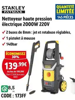 Screwfix Stanley Fatmax Nettoyeur haute pression électrique 2000W 220V offre