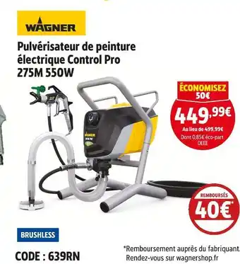 Screwfix WAGNER Pulvérisateur de peinture électrique control pro offre