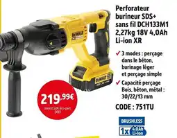 Screwfix Dewalt Perforateur burineur SDS+ sans fil DCH133M1 2,27kg 18V 4,0Ah Li-ion XR offre