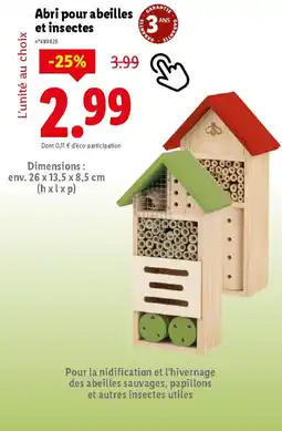 Lidl Abri pour abeilles et insectes offre