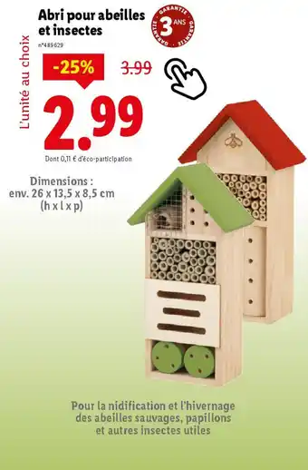 Lidl Abri pour abeilles et insectes offre