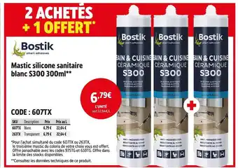 Screwfix BOSTIK Mastic silicone sanitaire blanc s300 300ml offre