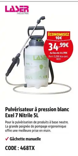 Screwfix LASER Pulvérisateur à pression blanc Exel 7 Nitrile 5L offre