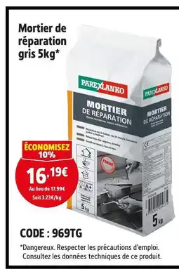 Screwfix PAREXLANKO Mortier de réparation gris 5kg offre