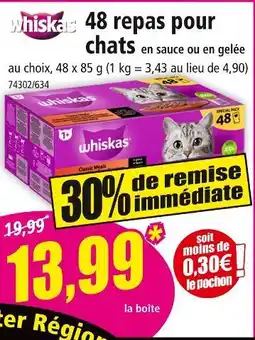 Norma WHISKAS 48 repas pour chats offre