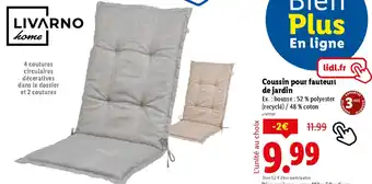 Lidl Coussin pour fauteuil de jardin offre