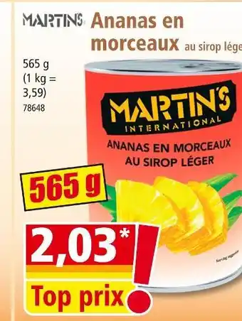 Norma MARTIN'S Ananas en morceaux offre