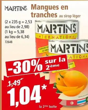 Norma MARTIN'S Mangues en tranches au sirop léger offre