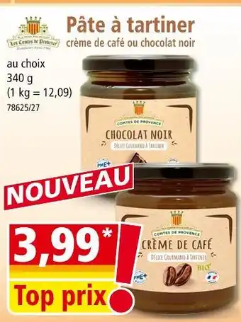 Norma Pâte à tartiner crème de café ou chocolat noir offre