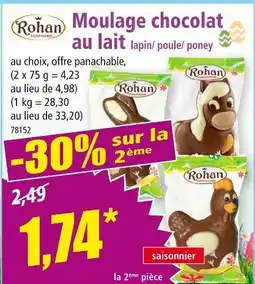 Norma ROHAN Moulage chocolat au lait lapin/ poule/ poney offre