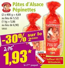 Norma Valfleuri Pâtes d'Alsace Pépinette offre