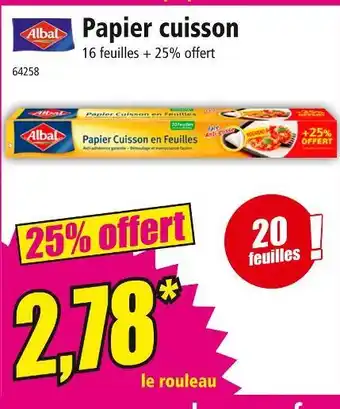 Norma ALBAL Papier cuisson offre