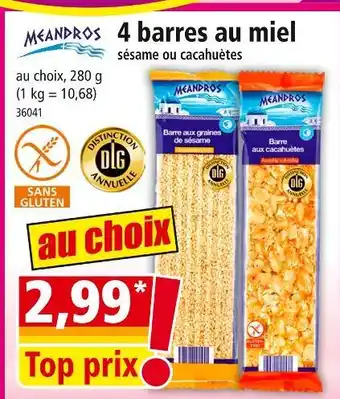 Norma MEANDROS 4 barres au miel offre