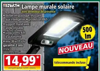 Norma ENTAC Lampe murale solaire avec détecteur de présence offre