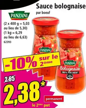 Norma PANZANI Sauce bolognaise pur boeuf offre