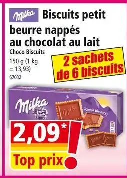 Norma MILKA Biscuits petit beurre nappés au chocolat au lait offre