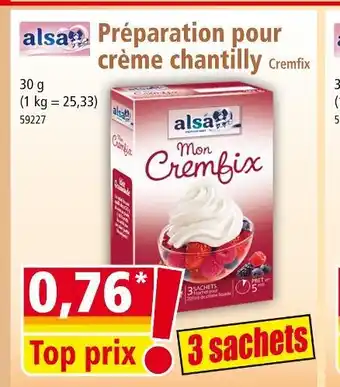 Norma ALSA Préparation pour crème chantilly offre