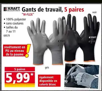 Norma KRAFT WERKZEUGE Gants de travail, 5 paires m-flex offre