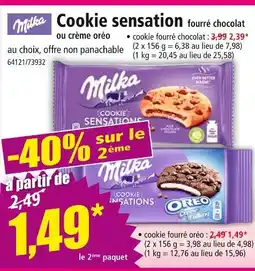 Norma Milka Cookie sensation fourré chocolat ou crème oréo offre