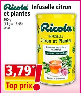 Norma RICOLA Infuselle citron et plantes offre