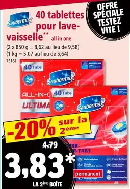 Norma SAUBERMAX 40 tablettes pour lave-vaisselle offre