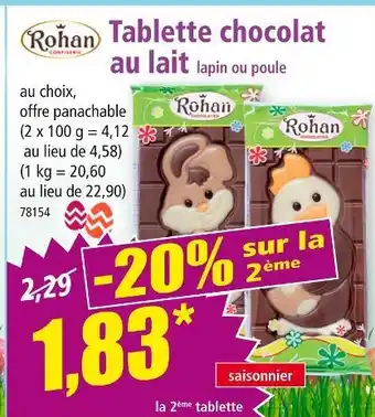 Norma Rohan Confiserie Tablette chocolat au lait offre